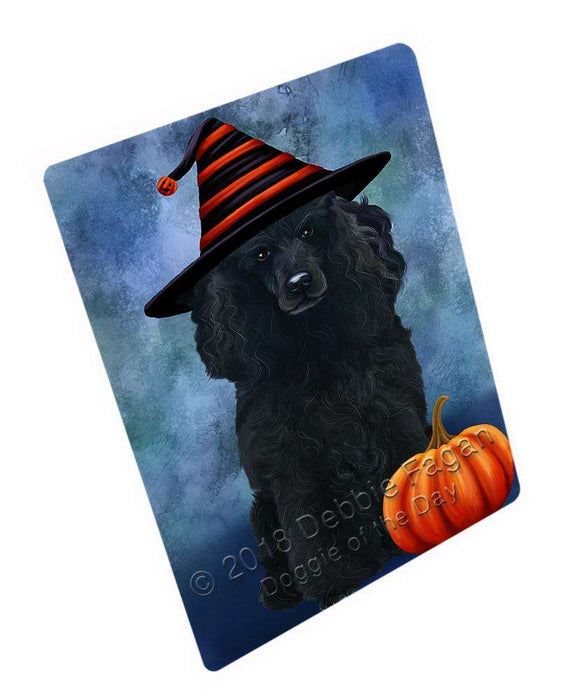 Happy Halloween Poodle Dog Wearing Witch Hat with Pumpkin Cutting Board C69330