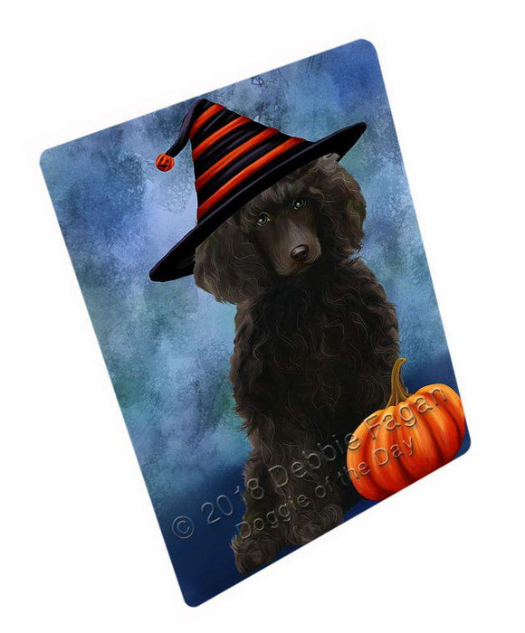 Happy Halloween Poodle Dog Wearing Witch Hat with Pumpkin Cutting Board C69333