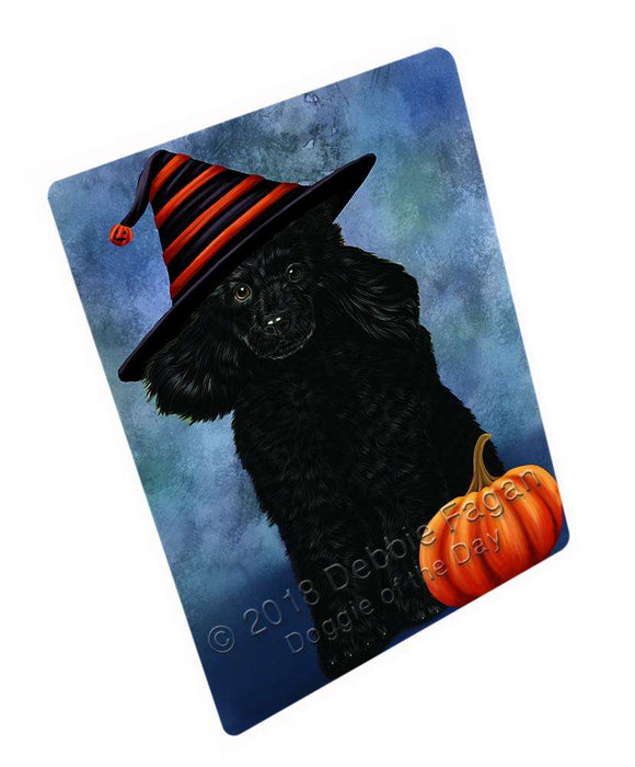 Happy Halloween Poodle Dog Wearing Witch Hat with Pumpkin Cutting Board C69336