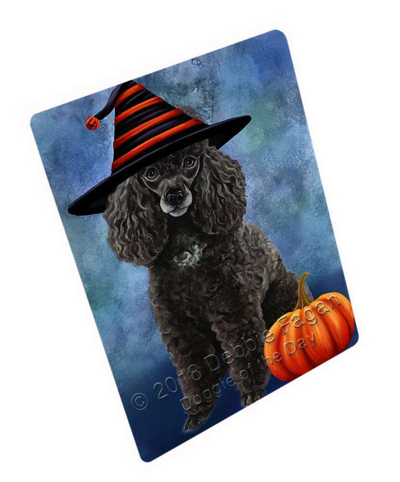 Happy Halloween Poodle Dog Wearing Witch Hat with Pumpkin Cutting Board C69339