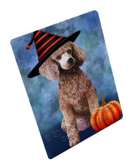 Happy Halloween Poodle Dog Wearing Witch Hat with Pumpkin Cutting Board C69342