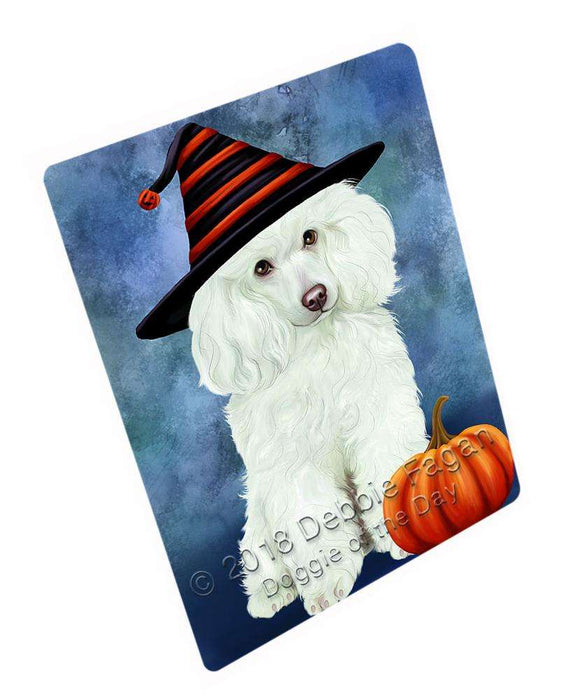 Happy Halloween Poodle Dog Wearing Witch Hat with Pumpkin Cutting Board C69354