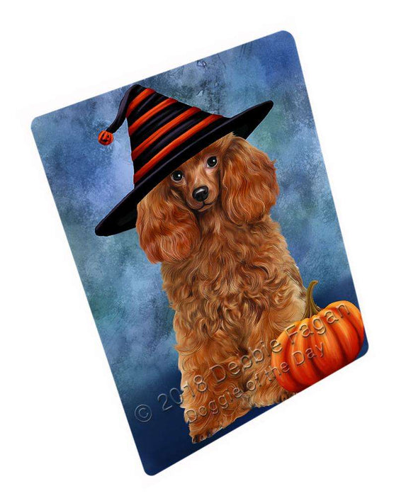 Happy Halloween Poodle Dog Wearing Witch Hat with Pumpkin Cutting Board C69357