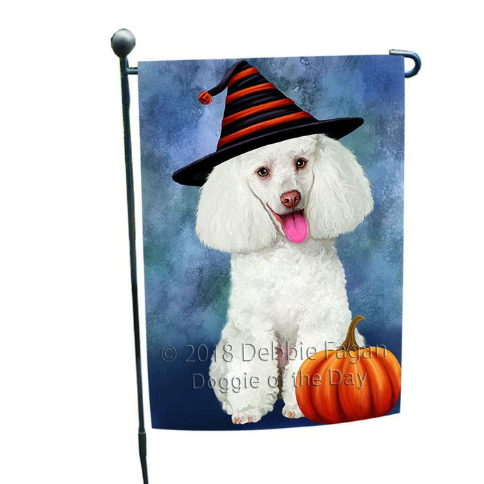 Happy Halloween Poodle Dog Wearing Witch Hat with Pumpkin Garden Flag GFLG54954