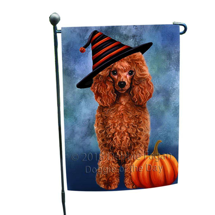 Happy Halloween Poodle Dog Wearing Witch Hat with Pumpkin Garden Flag GFLG54955