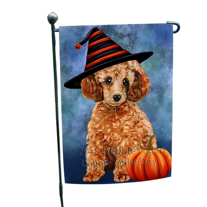 Happy Halloween Poodle Dog Wearing Witch Hat with Pumpkin Garden Flag GFLG55023