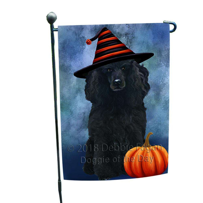 Happy Halloween Poodle Dog Wearing Witch Hat with Pumpkin Garden Flag GFLG55024