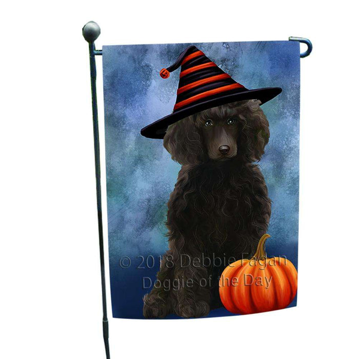 Happy Halloween Poodle Dog Wearing Witch Hat with Pumpkin Garden Flag GFLG55025