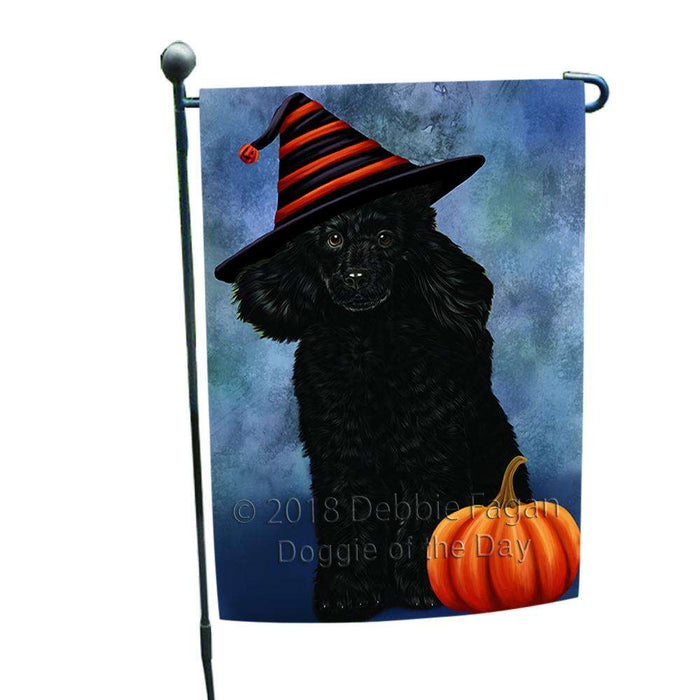 Happy Halloween Poodle Dog Wearing Witch Hat with Pumpkin Garden Flag GFLG55026