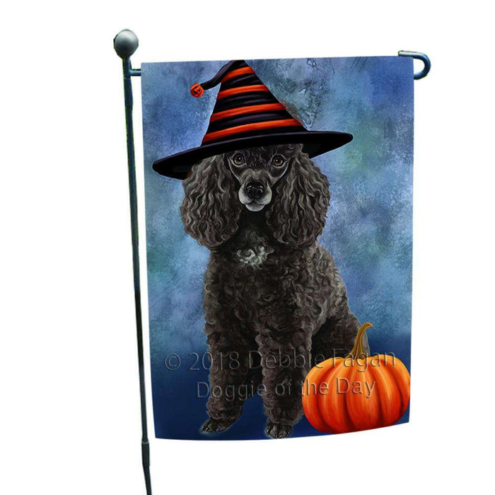 Happy Halloween Poodle Dog Wearing Witch Hat with Pumpkin Garden Flag GFLG55027