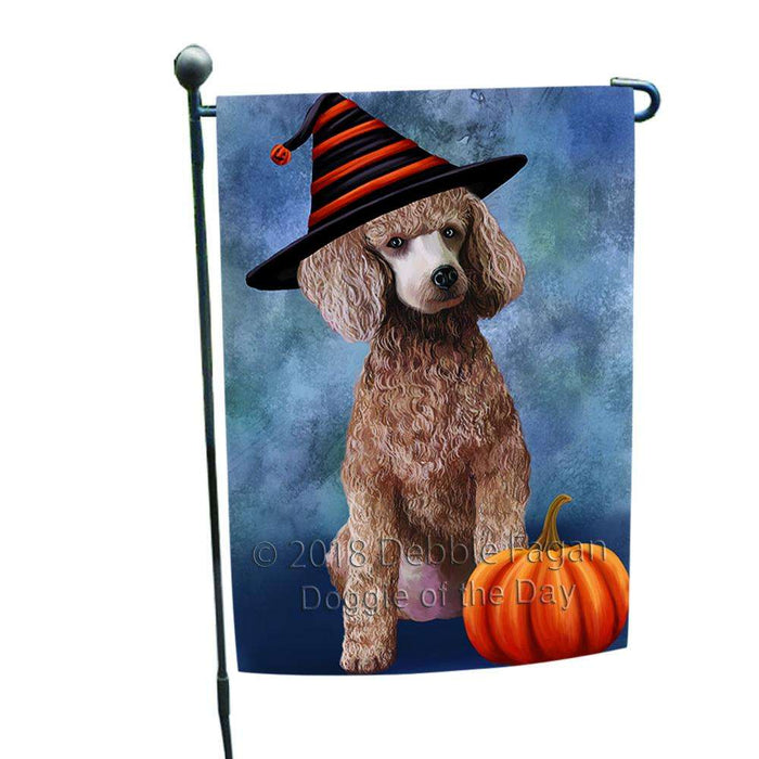 Happy Halloween Poodle Dog Wearing Witch Hat with Pumpkin Garden Flag GFLG55028