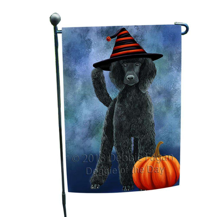 Happy Halloween Poodle Dog Wearing Witch Hat with Pumpkin Garden Flag GFLG55029