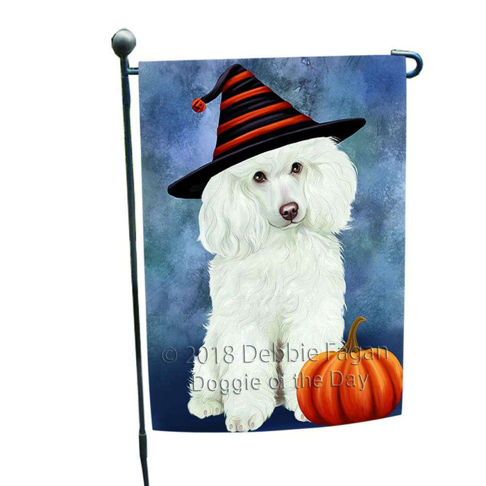 Happy Halloween Poodle Dog Wearing Witch Hat with Pumpkin Garden Flag GFLG55032