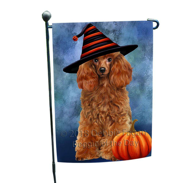 Happy Halloween Poodle Dog Wearing Witch Hat with Pumpkin Garden Flag GFLG55033