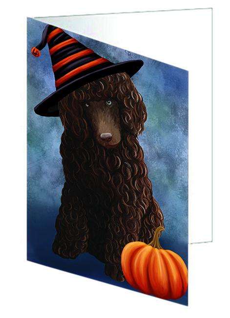 Happy Halloween Poodle Dog Wearing Witch Hat with Pumpkin Handmade Artwork Assorted Pets Greeting Cards and Note Cards with Envelopes for All Occasions and Holiday Seasons GCD68726