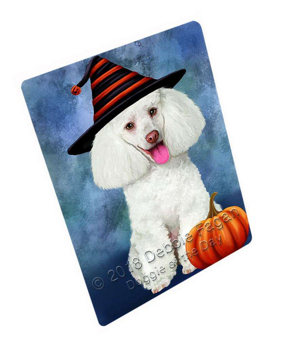 Happy Halloween Poodle Dog Wearing Witch Hat with Pumpkin Large Refrigerator / Dishwasher Magnet RMAG90234
