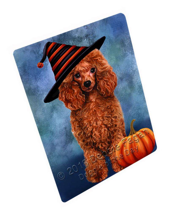 Happy Halloween Poodle Dog Wearing Witch Hat with Pumpkin Large Refrigerator / Dishwasher Magnet RMAG90240