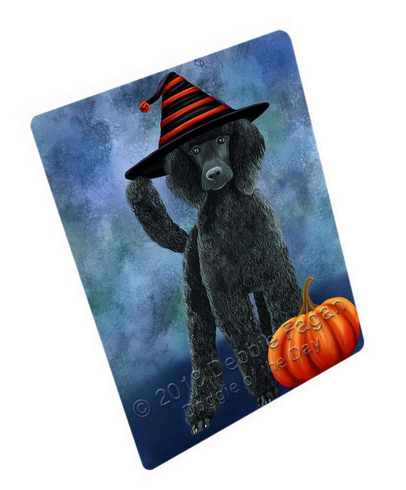 Happy Halloween Poodle Dog Wearing Witch Hat with Pumpkin Large Refrigerator / Dishwasher Magnet RMAG90684