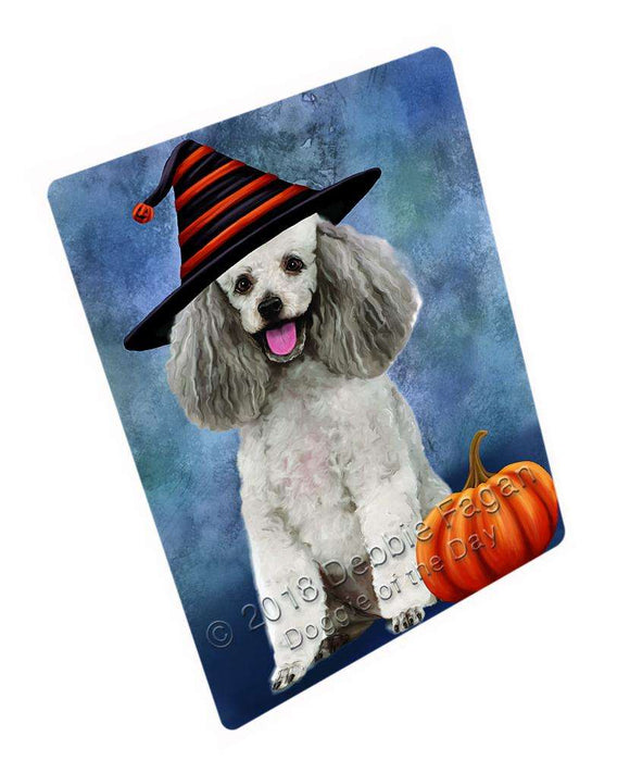 Happy Halloween Poodle Dog Wearing Witch Hat with Pumpkin Large Refrigerator / Dishwasher Magnet RMAG90696