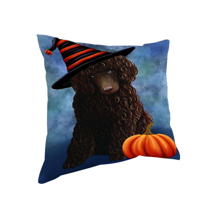 Happy Halloween Poodle Dog Wearing Witch Hat with Pumpkin Pillow PIL76220