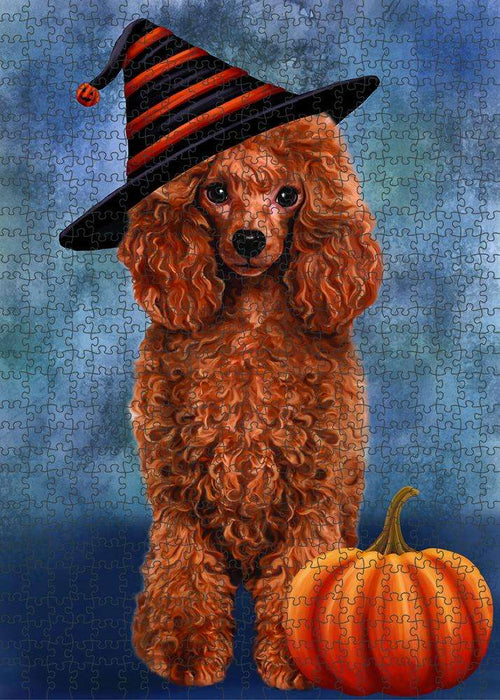 Happy Halloween Poodle Dog Wearing Witch Hat with Pumpkin Puzzle  PUZL86728