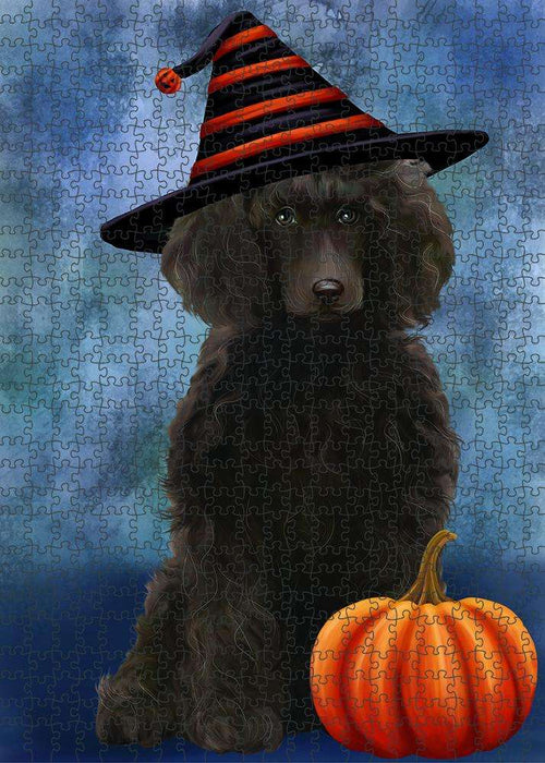 Happy Halloween Poodle Dog Wearing Witch Hat with Pumpkin Puzzle  PUZL87008