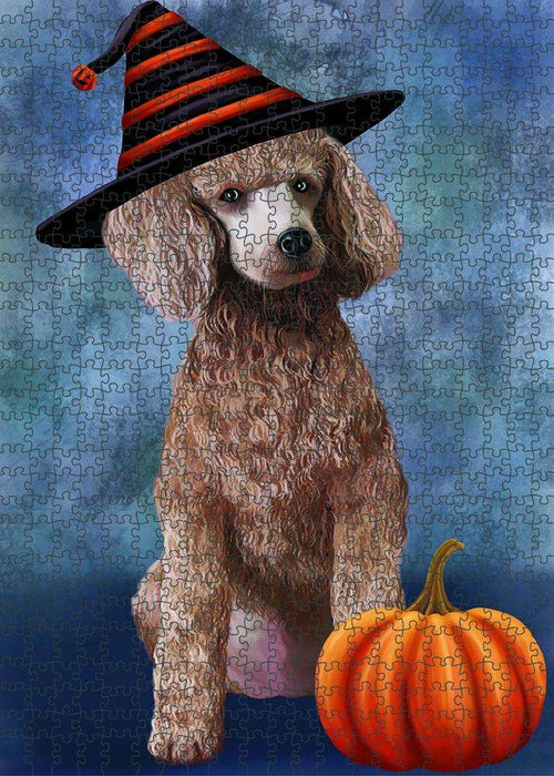 Happy Halloween Poodle Dog Wearing Witch Hat with Pumpkin Puzzle  PUZL87020