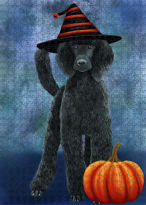 Happy Halloween Poodle Dog Wearing Witch Hat with Pumpkin Puzzle  PUZL87024