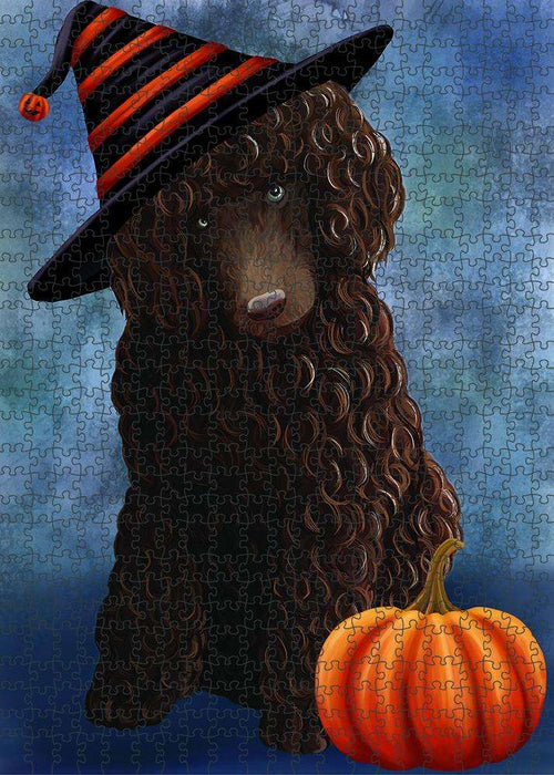 Happy Halloween Poodle Dog Wearing Witch Hat with Pumpkin Puzzle with Photo Tin PUZL87028