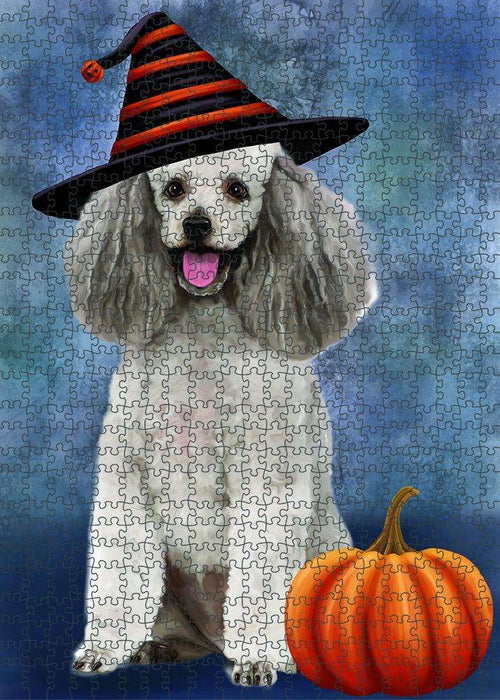 Happy Halloween Poodle Dog Wearing Witch Hat with Pumpkin Puzzle  PUZL87032