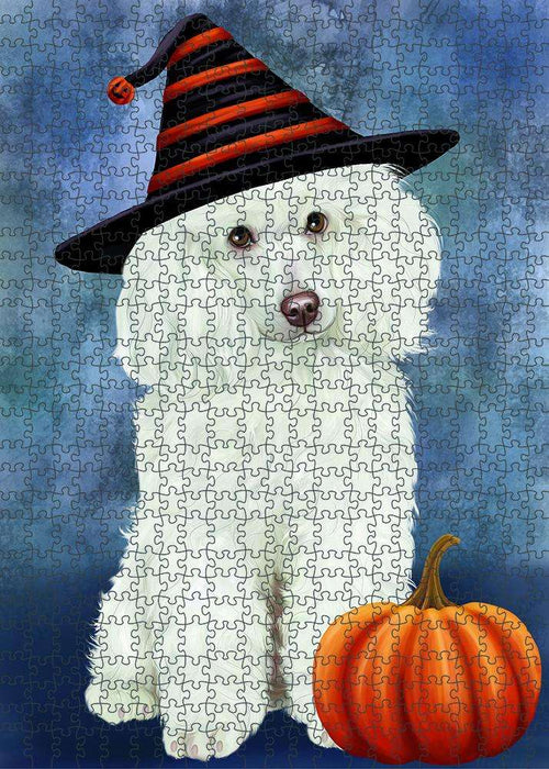 Happy Halloween Poodle Dog Wearing Witch Hat with Pumpkin Puzzle  PUZL87036