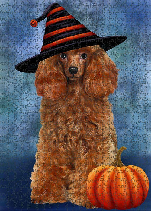 Happy Halloween Poodle Dog Wearing Witch Hat with Pumpkin Puzzle  PUZL87040