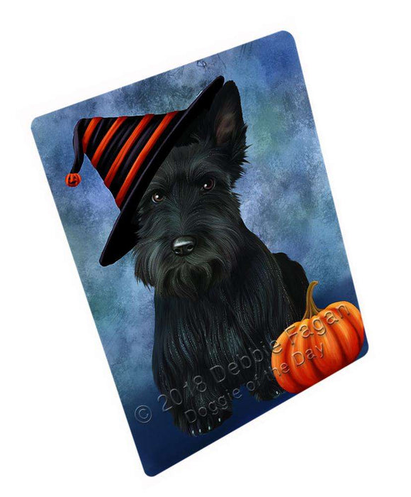 Happy Halloween Scottish Terrier Dog Wearing Witch Hat with Pumpkin Blanket BLNKT112296