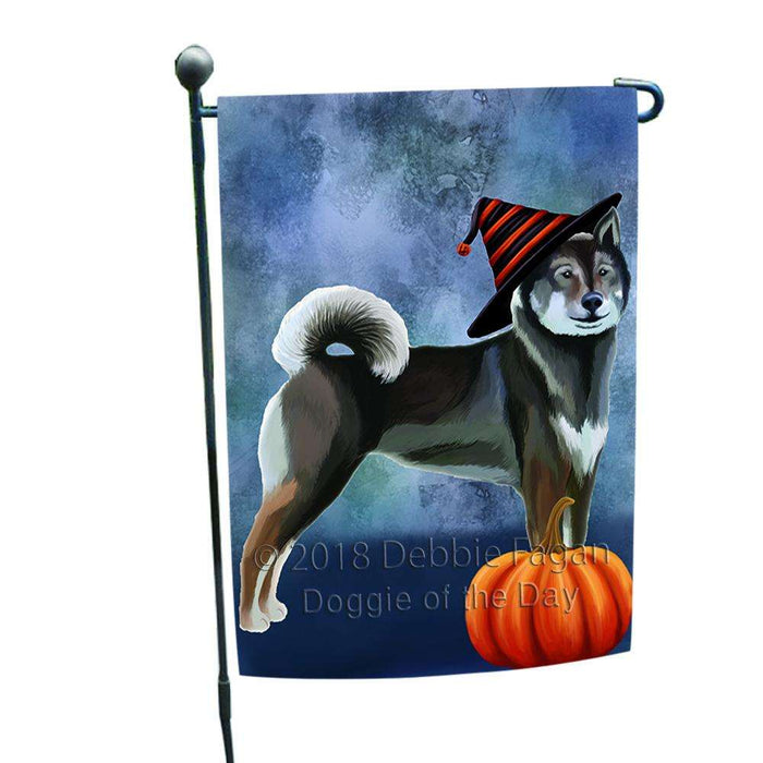 Happy Halloween Shikoku Dog Wearing Witch Hat with Pumpkin Garden Flag GFLG55058
