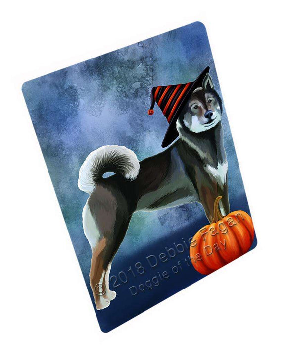 Happy Halloween Shikoku Dog Wearing Witch Hat with Pumpkin Large Refrigerator / Dishwasher Magnet RMAG90858