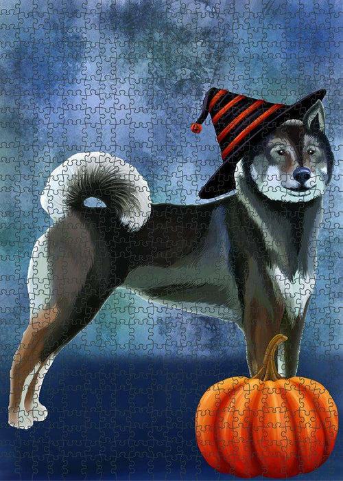 Happy Halloween Shikoku Dog Wearing Witch Hat with Pumpkin Puzzle  PUZL87140