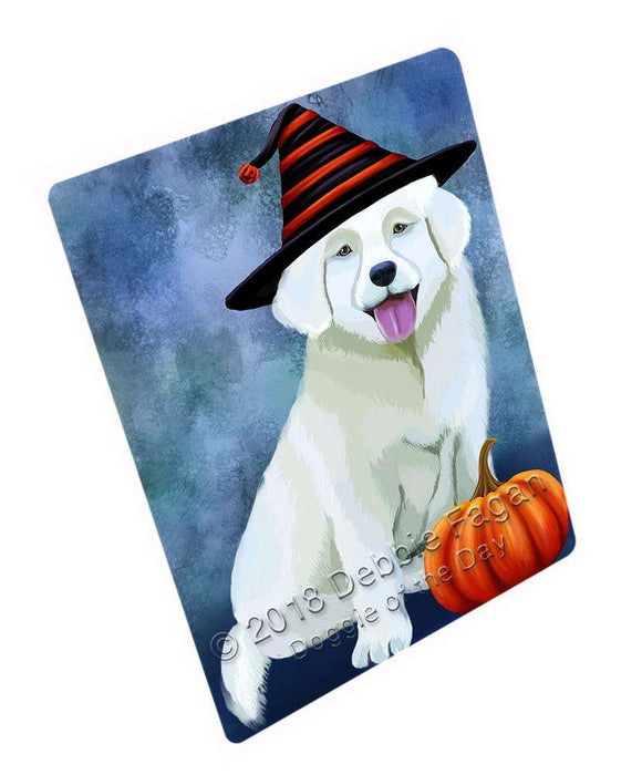 Happy Halloween Slovak Cuvac Cat Wearing Witch Hat with Pumpkin Large Refrigerator / Dishwasher Magnet RMAG90366
