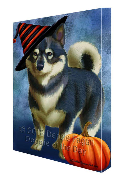 Happy Halloween Swedish Vallhund Dog Wearing Witch Hat with Pumpkin Canvas Print Wall Art Décor CVS112103