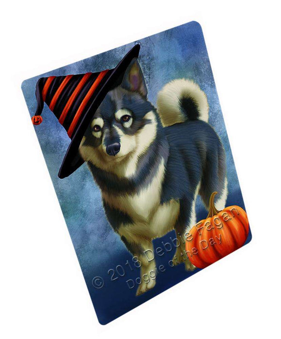 Happy Halloween Swedish Vallhund Dog Wearing Witch Hat with Pumpkin Cutting Board C69195
