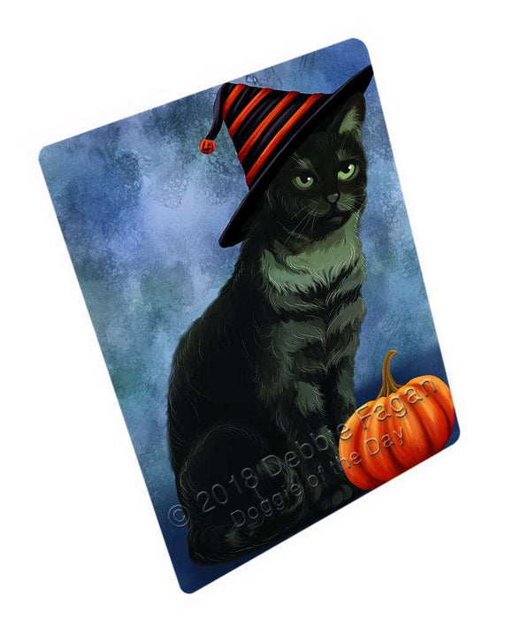 Happy Halloween Tabbie Cat Wearing Witch Hat with Pumpkin Large Refrigerator / Dishwasher Magnet RMAG90396