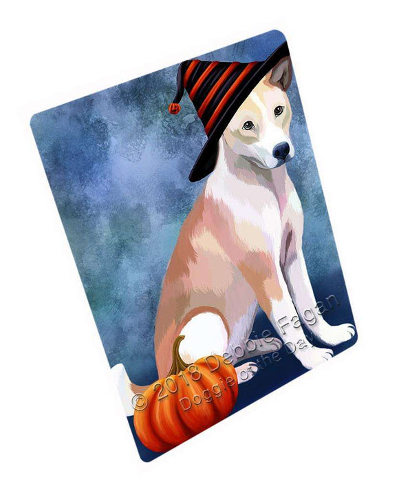 Happy Halloween Telomian Dog Wearing Witch Hat with Pumpkin Cutting Board C69213