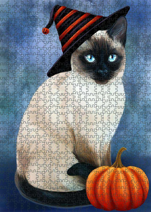 Happy Halloween Thai Cat Wearing Witch Hat with Pumpkin Puzzle  PUZL86852