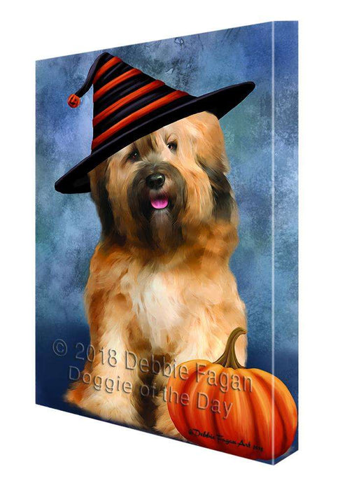 Happy Halloween Tibetan Terrier Dog Wearing Witch Hat with Pumpkin Canvas Print Wall Art Décor CVS112184