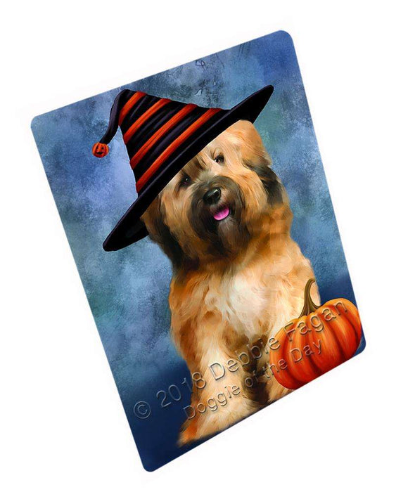 Happy Halloween Tibetan Terrier Dog Wearing Witch Hat with Pumpkin Cutting Board C69222