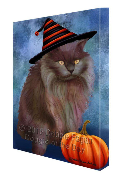 Happy Halloween Tiffany Cat Wearing Witch Hat with Pumpkin Canvas Print Wall Art Décor CVS112193