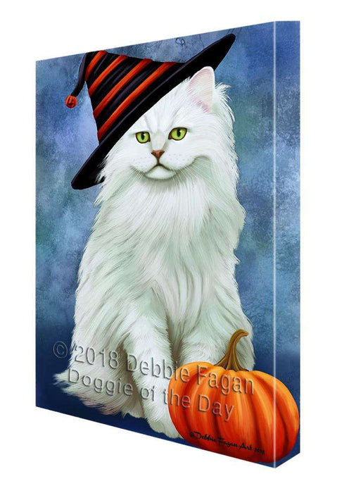 Happy Halloween Tiffany Cat Wearing Witch Hat with Pumpkin Canvas Print Wall Art Décor CVS112202