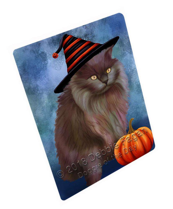 Happy Halloween Tiffany Cat Wearing Witch Hat with Pumpkin Cutting Board C69225