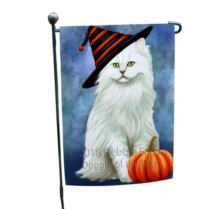 Happy Halloween Tiffany Cat Wearing Witch Hat with Pumpkin Garden Flag GFLG54990