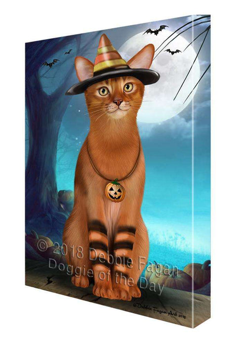 Happy Halloween Trick or Treat Abyssinian Cat Candy Corn Canvas Print Wall Art Décor CVS89270