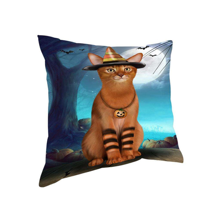 Happy Halloween Trick or Treat Abyssinian Cat Candy Corn Pillow PIL66144
